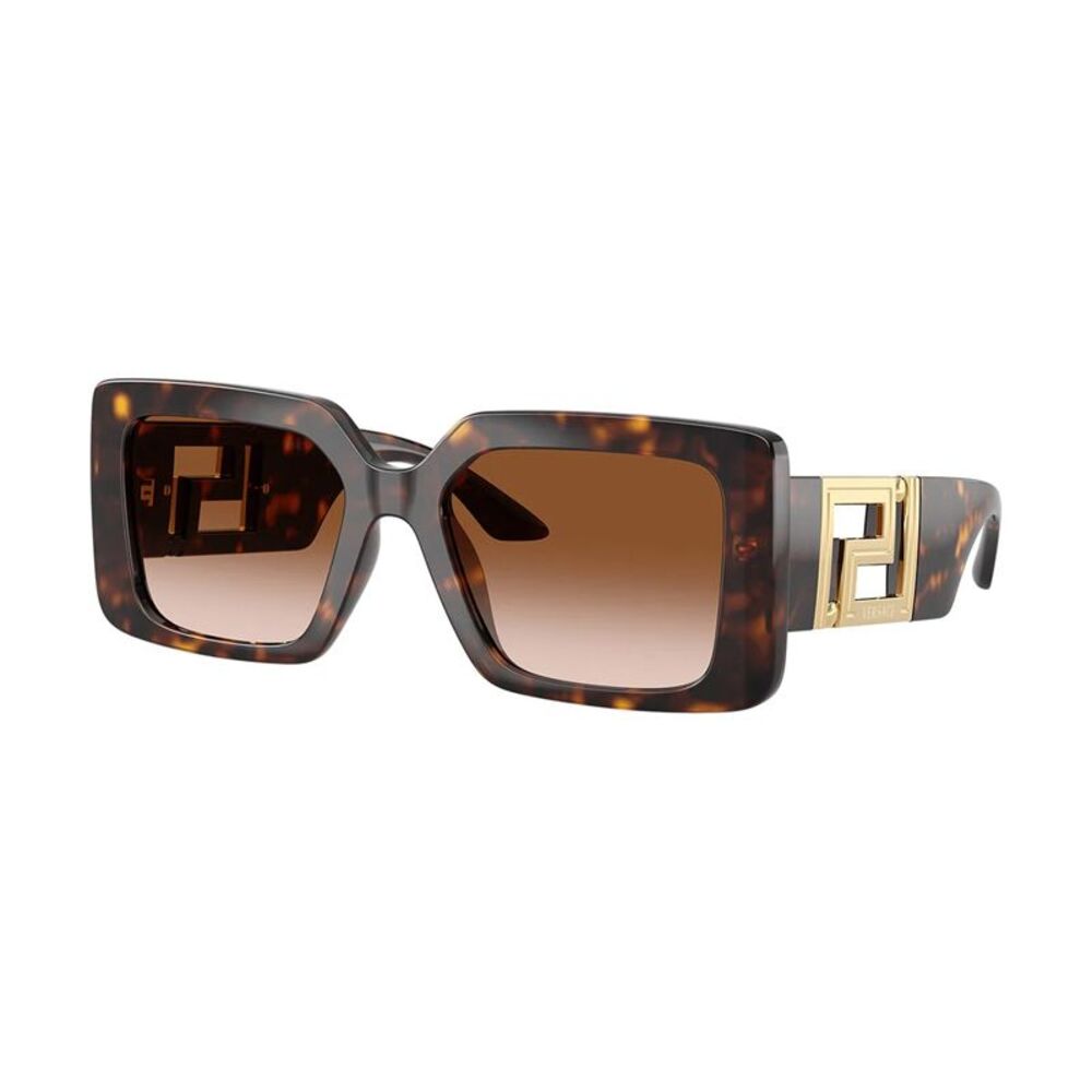 Versace Sunglasses Rectangle Full Rim, Dark Havana Frame and Brown Gradient
